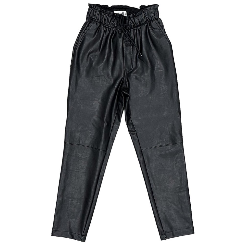 Abercrombie & Fitch Ultra High-Rise Faux Leather Paperbag Waist Tapered Pants